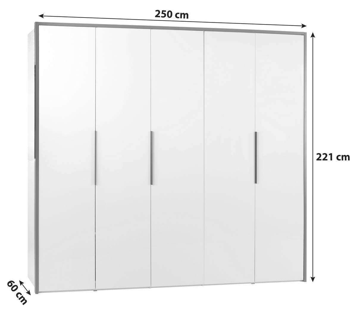 Drehtürenschrank 250 Cm Lucca Weiß - Weiß, MODERN, Holzwerkstoff (250/221/60cm)