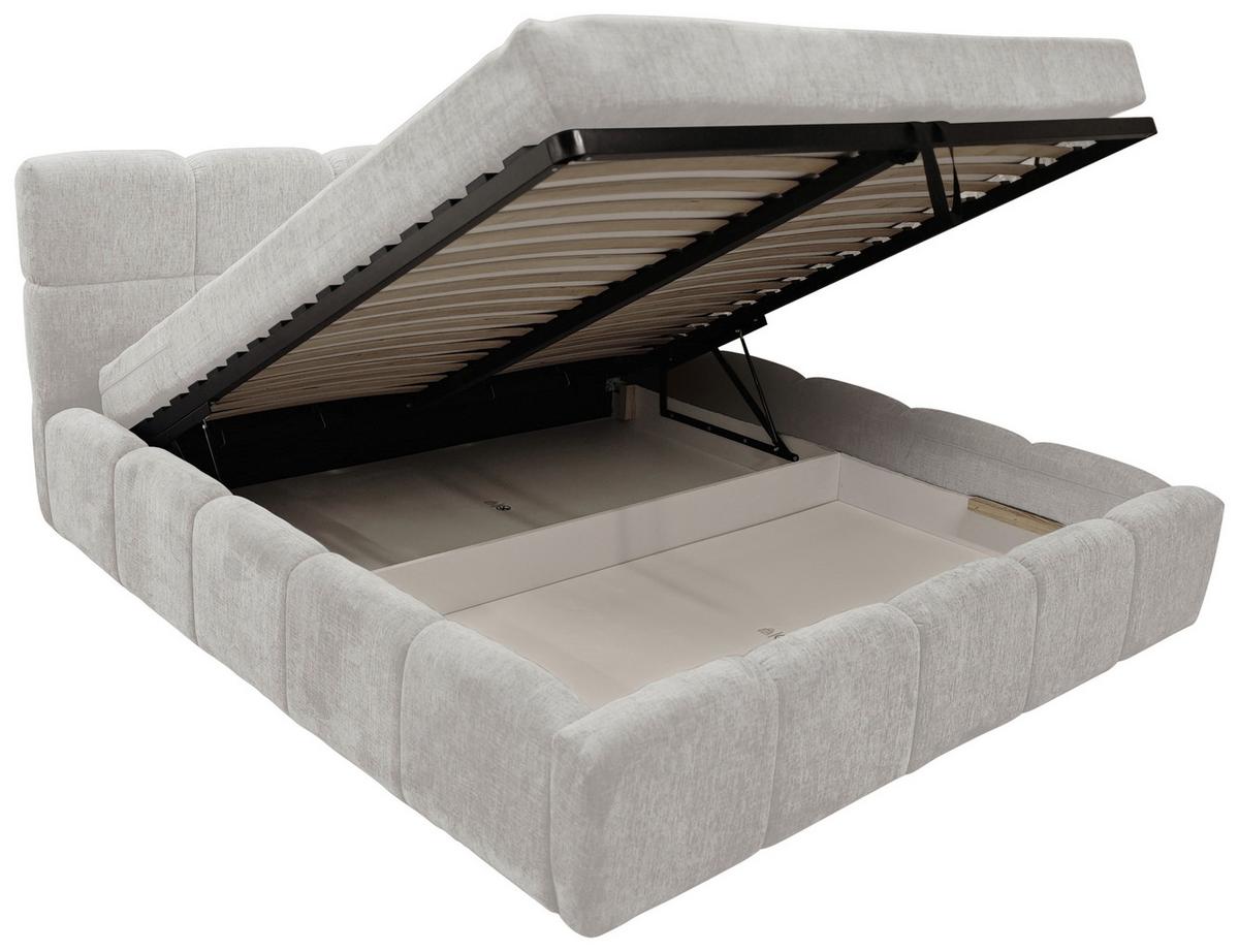 Polsterbett Noe Cremefarben, Lf: 140x200 cm - Creme/Schwarz, Trend, Textil/Metall (140/200cm)