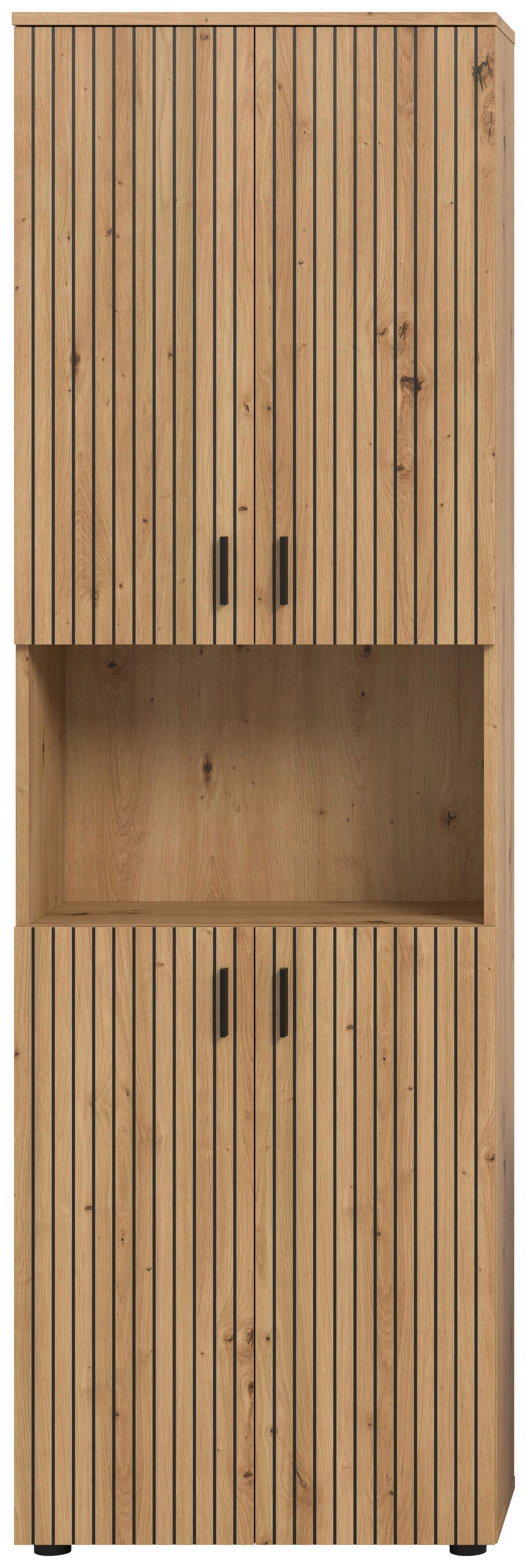 Hochschrank Mone Eiche Artisan B: 60cm - Schwarz/Eiche Artisan, Basics, Holzwerkstoff (60/192/30cm) - MID.YOU