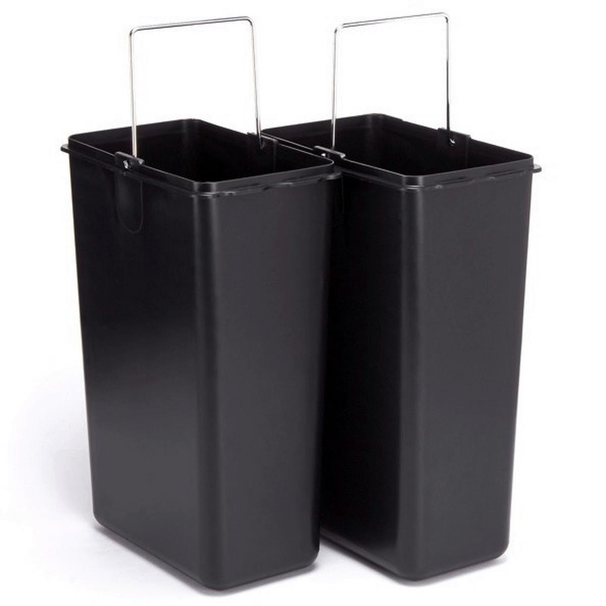 Treteimer 16l Silberfarben Metall Lxbxh: 31x26,5x39,5 - Silberfarben/Schwarz, Basics, Kunststoff/Metall (31/26,5/39,5cm)