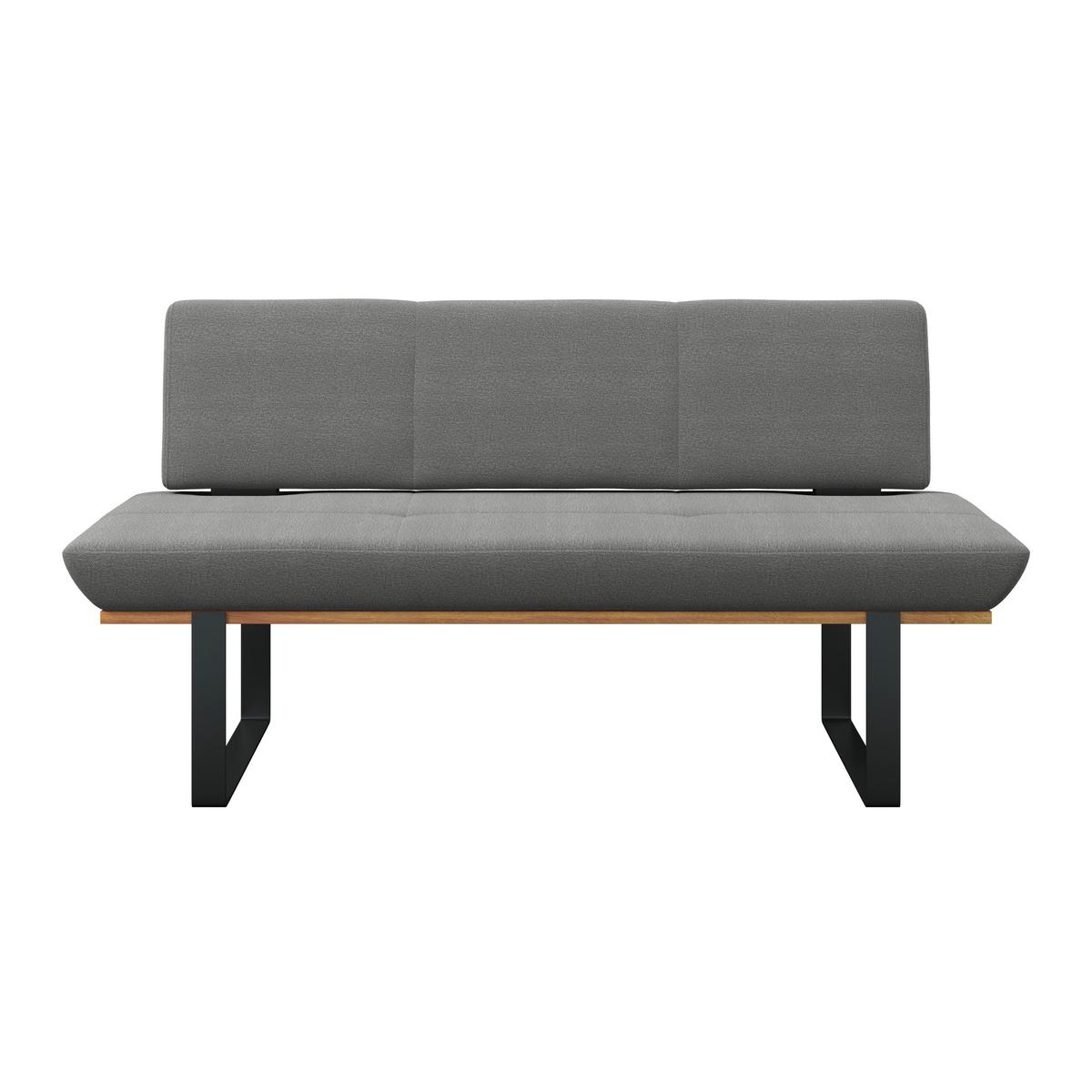 Sitzbank Tristan Webstoff grau, B: 170cm - Schwarz/Grau, MODERN, Holz/Textil (170/48/90cm) - James Wood