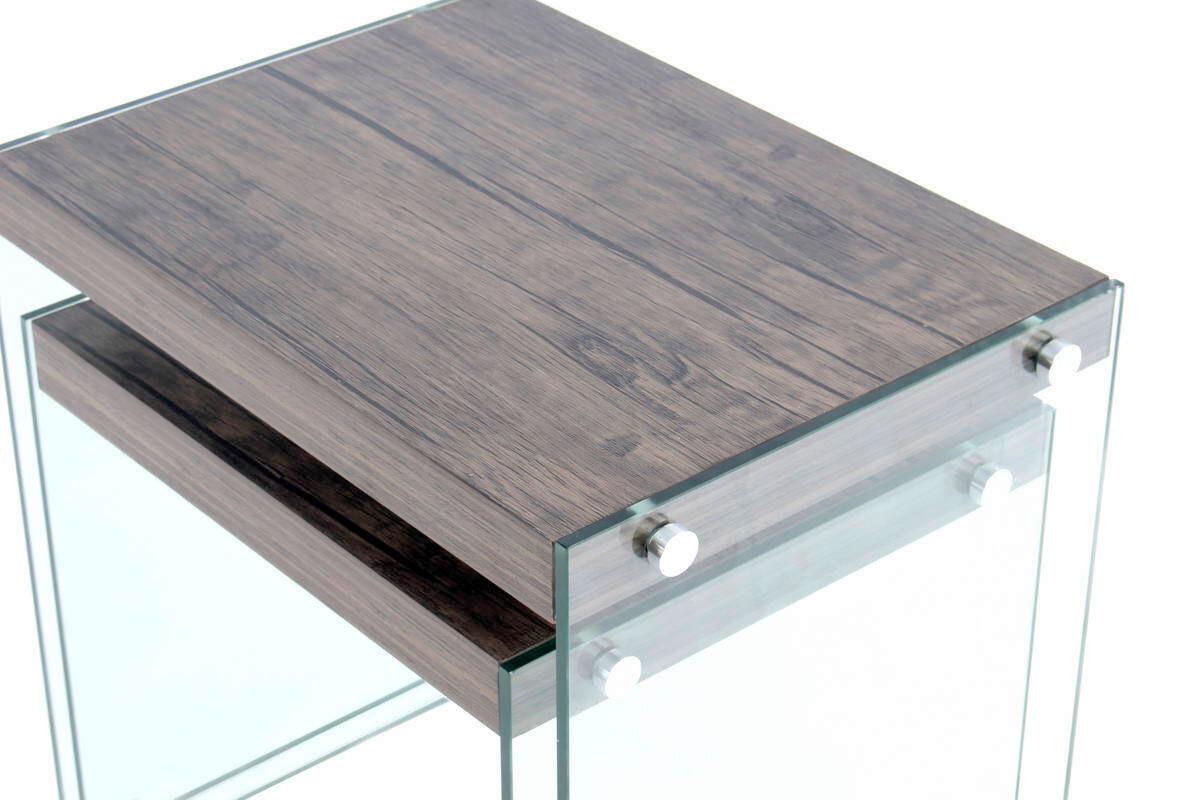 Beistelltisch 2er-set Elementary Braun - Klar/Braun, Basics, Glas/Holzwerkstoff - Kayoom