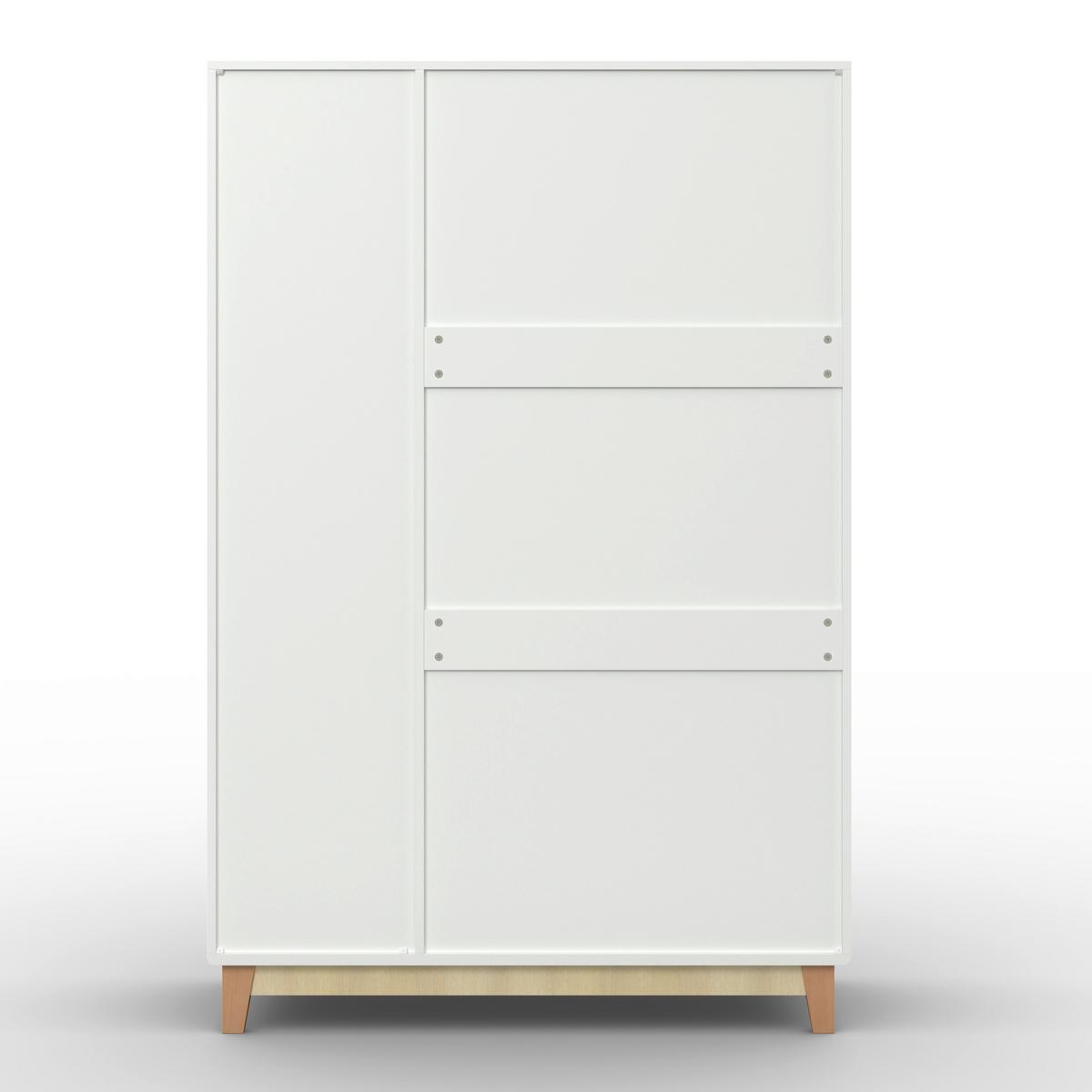 Detská šatníková skriňa ENNY biela, drevené nohy - farba buka/biela, Modern, drevo/kompozitné drevo (120/182/54cm) - Bessagi Kids