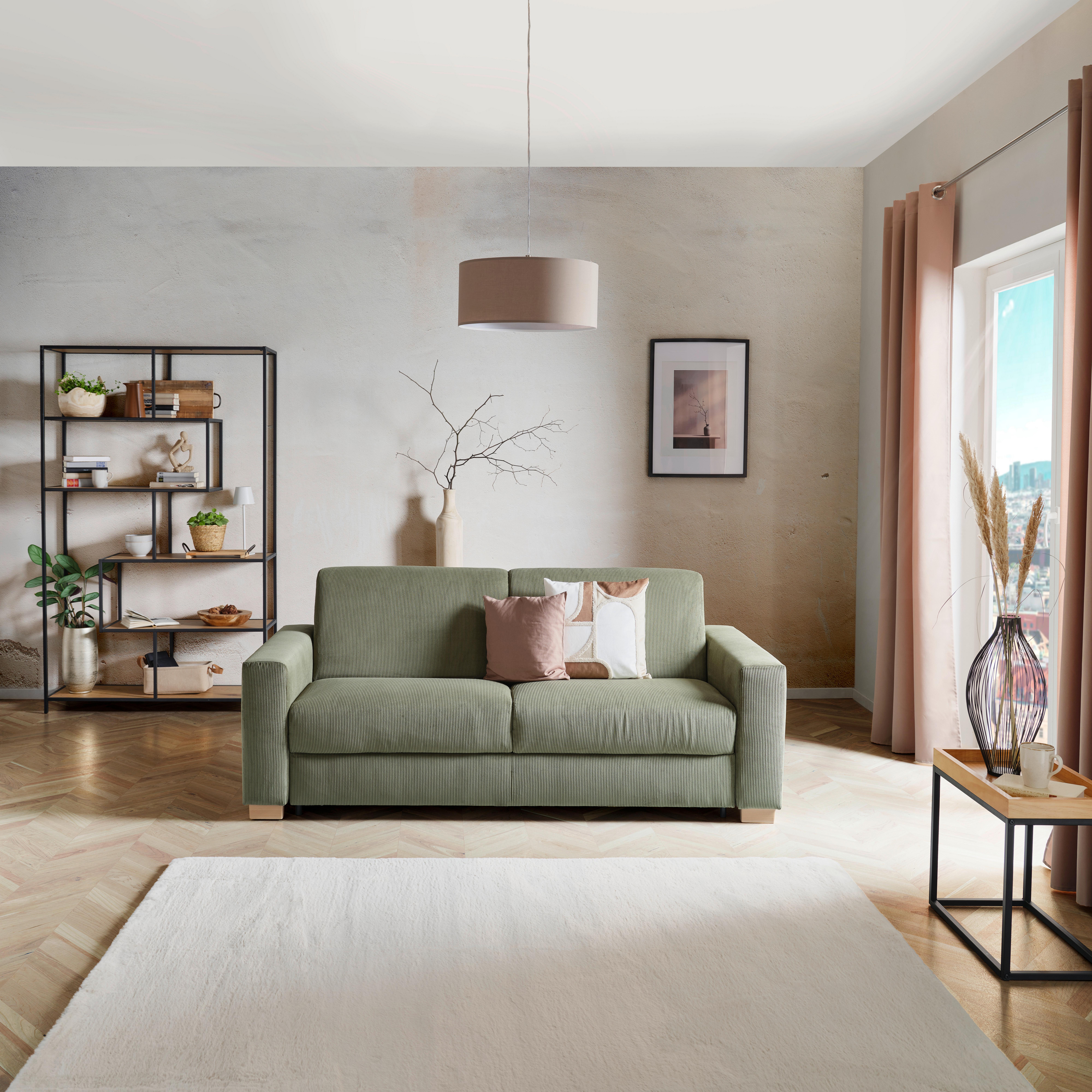 Schlafsofa Grün Lucy 198x96 Cm - Schwarz/Naturfarben, MODERN, Holz (198/84/96cm) - Luca Bessoni