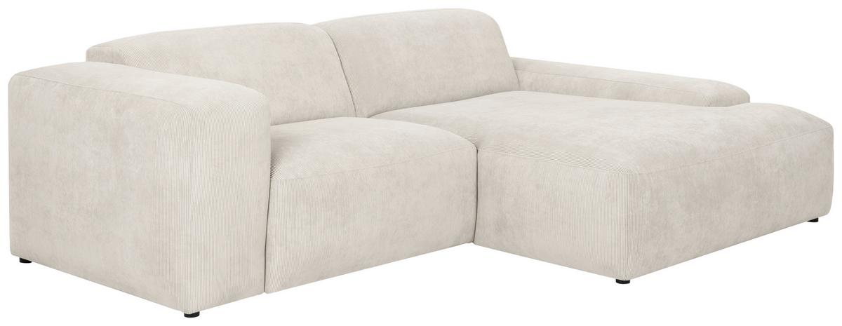 Ecksofa Hannah Creme 252x170 Cm - Creme/Schwarz, Design, Textil (252/170cm) - MID.YOU