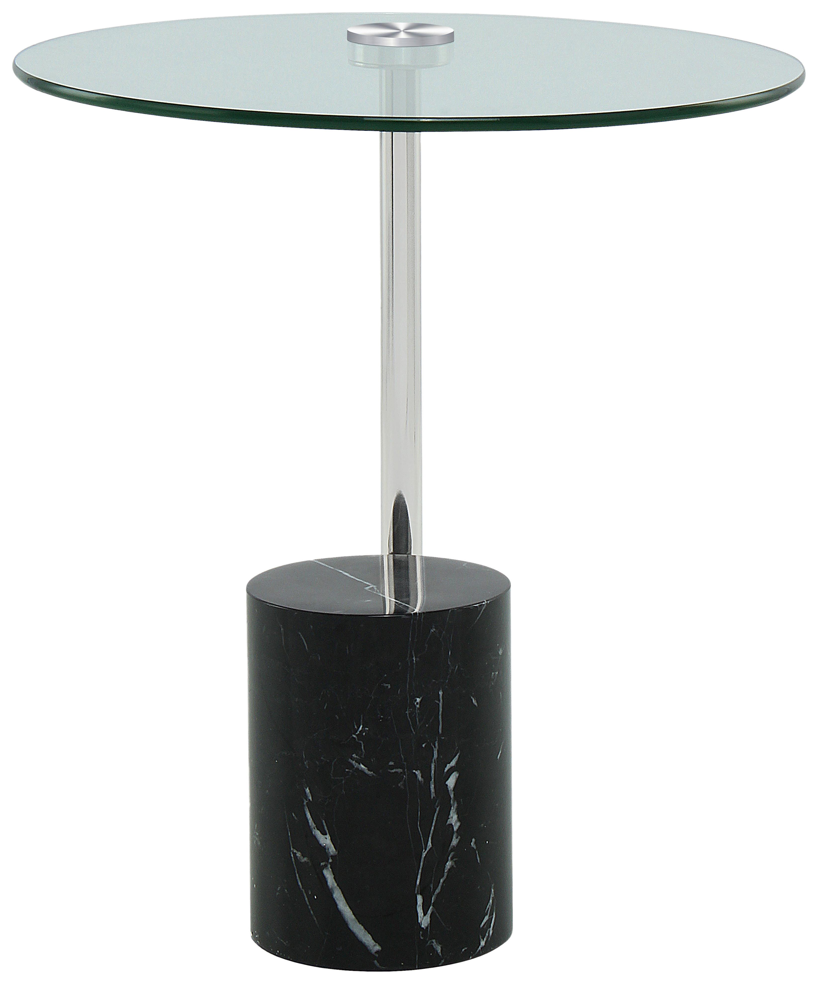 Beistelltisch Rosario 525 Schwarz/silberfarben B: 44 Cm - Silberfarben/Schwarz, Design, Glas/Stein (44/44/50cm) - Kayoom