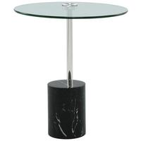 Beistelltisch Rosario 525 Schwarz/Silberfarben B: 44 cm - Silberfarben/Schwarz, Design, Glas/Stein (44/44/50cm) - Kayoom