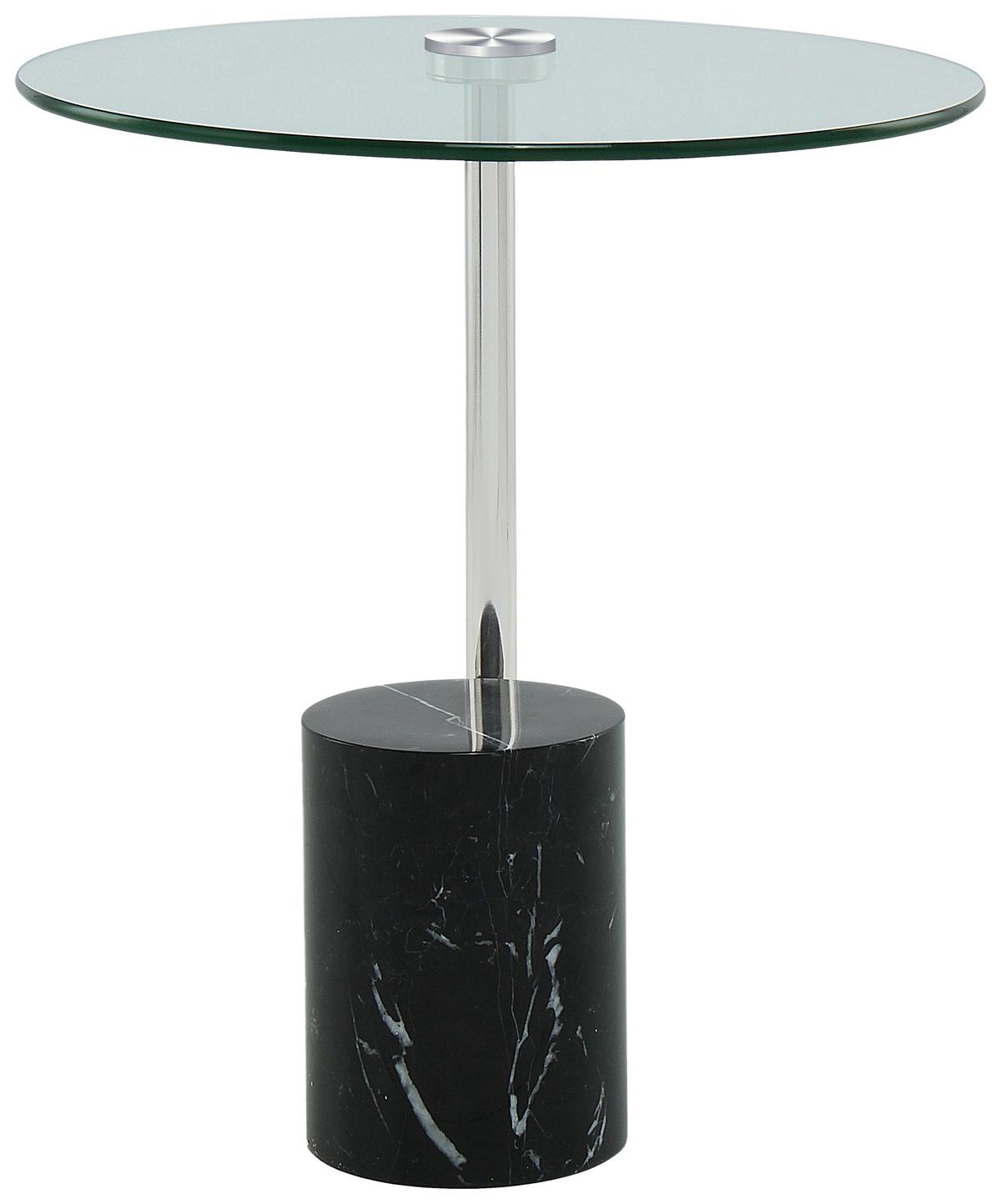 Beistelltisch Rosario 525 Schwarz/Silberfarben B: 44 cm - Silberfarben/Schwarz, Design, Glas/Stein (44/44/50cm) - Kayoom