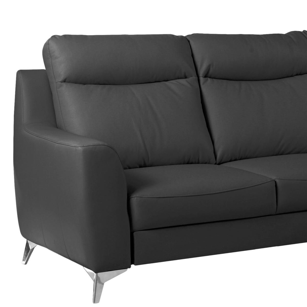 Ecksofa Gio Schwarz S: 236x168 Cm - Chromfarben/Schwarz, Design, Leder/Textil (236/168cm) - Livetastic
