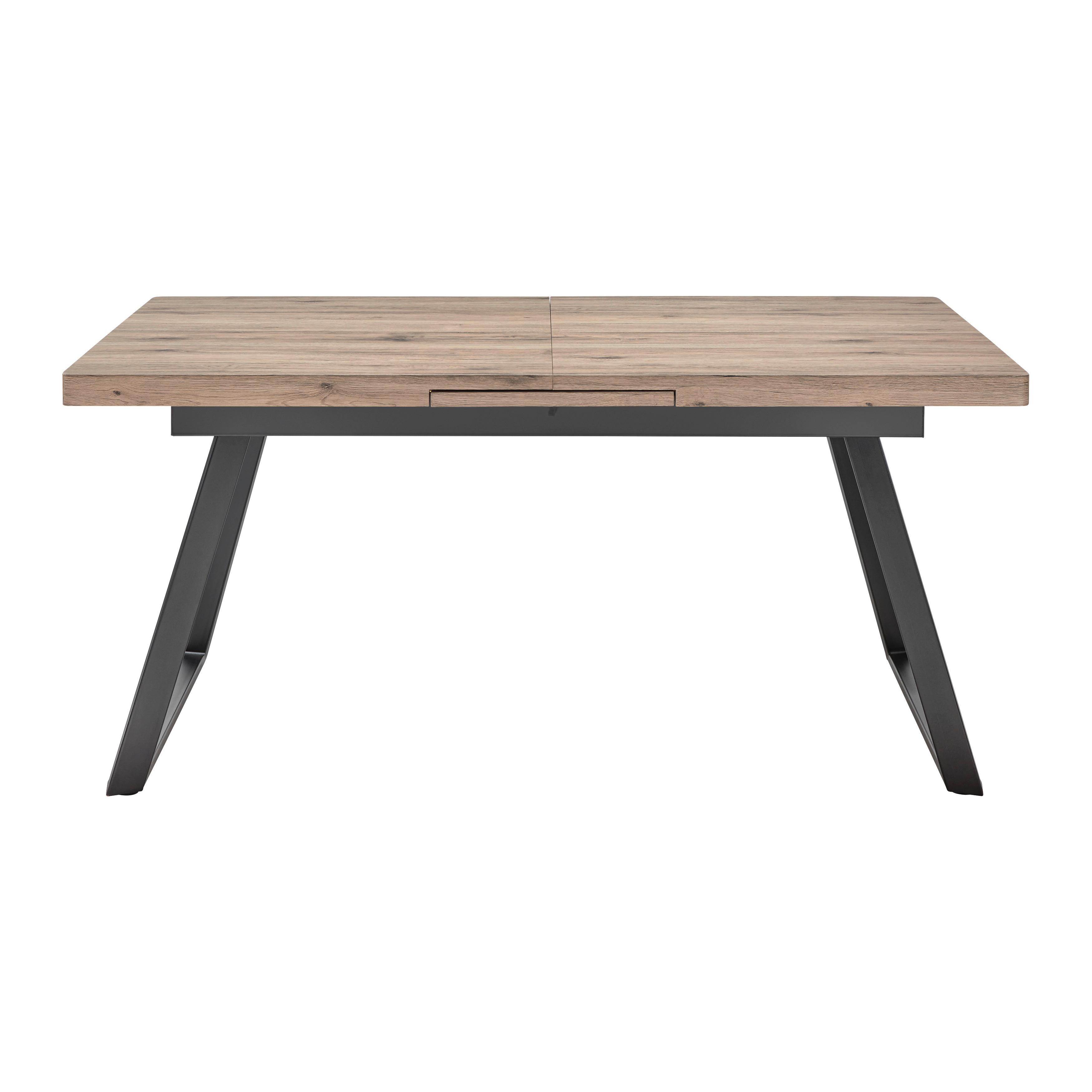 Jedálenský Stôl S Rozkladom Ivano 160-200 Cm - farby dubu/čierna, Moderný, kov (90/160-200/76cm) - Bessagi Home