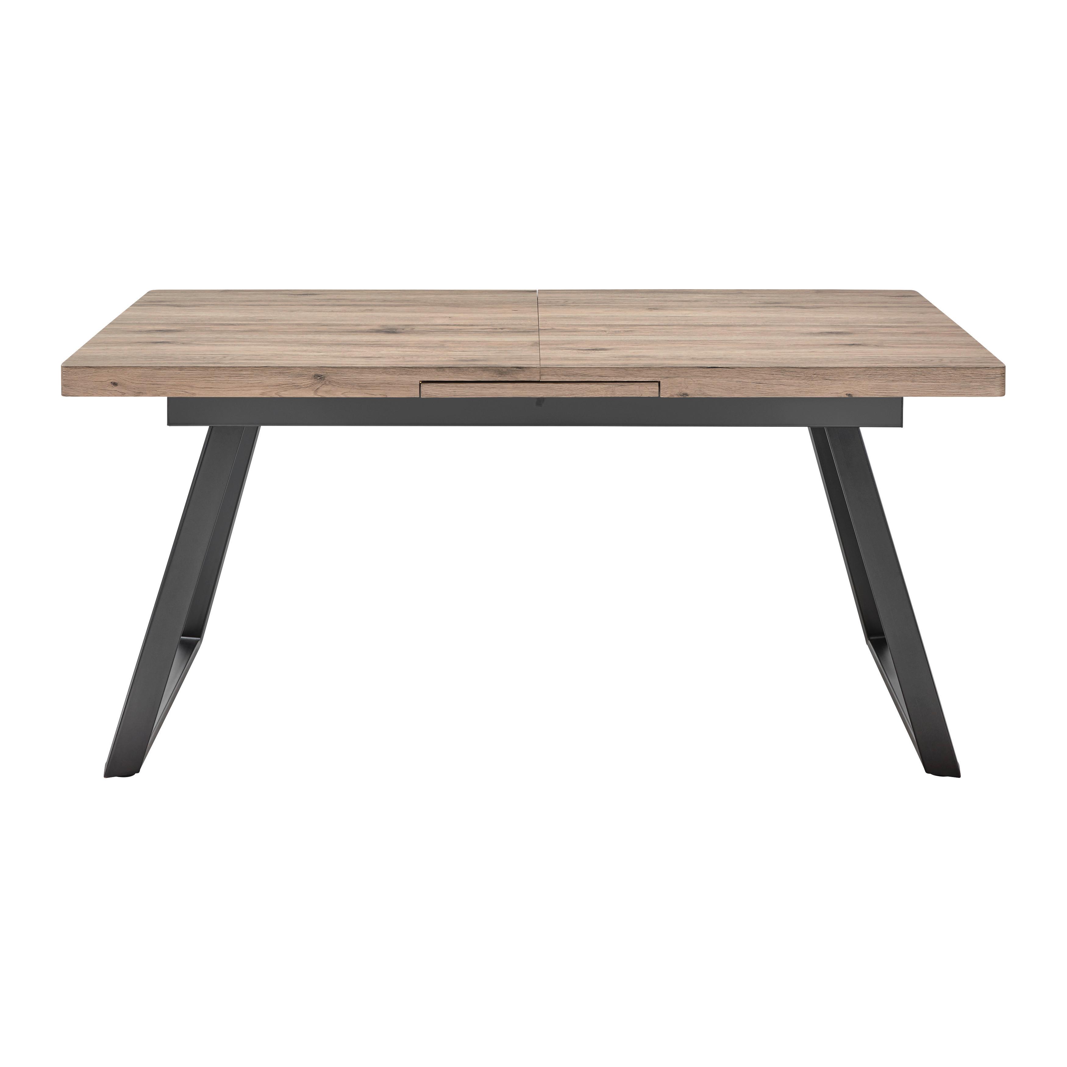 Jídelní Stůl S Rozkladem Ivano 160-200 Cm - černá/barvy dubu, Moderní, kov (90/160-200/76cm) - Bessagi Home