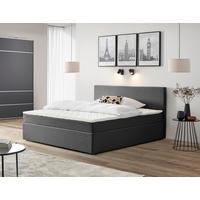 Boxspringbett mit Topper + Bettkasten 160x200 cm Carolina - Schwarz/Grau, Basics, Holz/Holzwerkstoff (160/200cm) - P & B