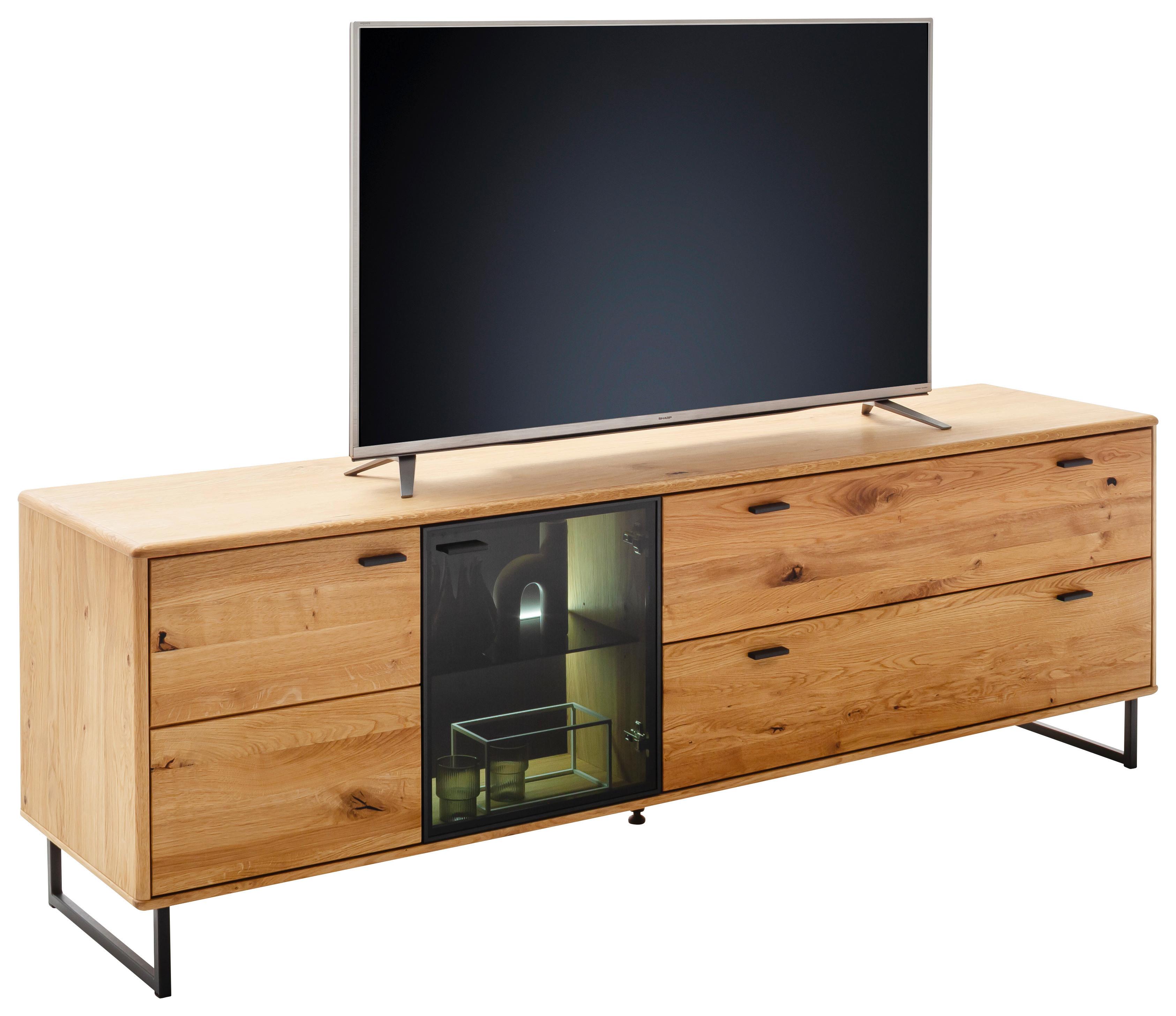 Lowboard Arezzo Wildeiche/Anthrazit B: 209 cm - Wildeiche/Anthrazit, Design, Glas/Holz (209/68/50cm) - MID.YOU
