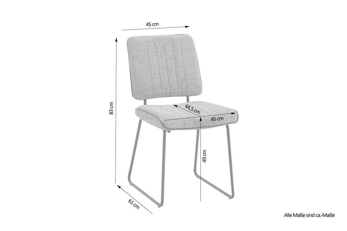 Stuhl-set Liam - Schwarz/Grau, MODERN, Textil/Metall (45/83/61cm) - MID.YOU