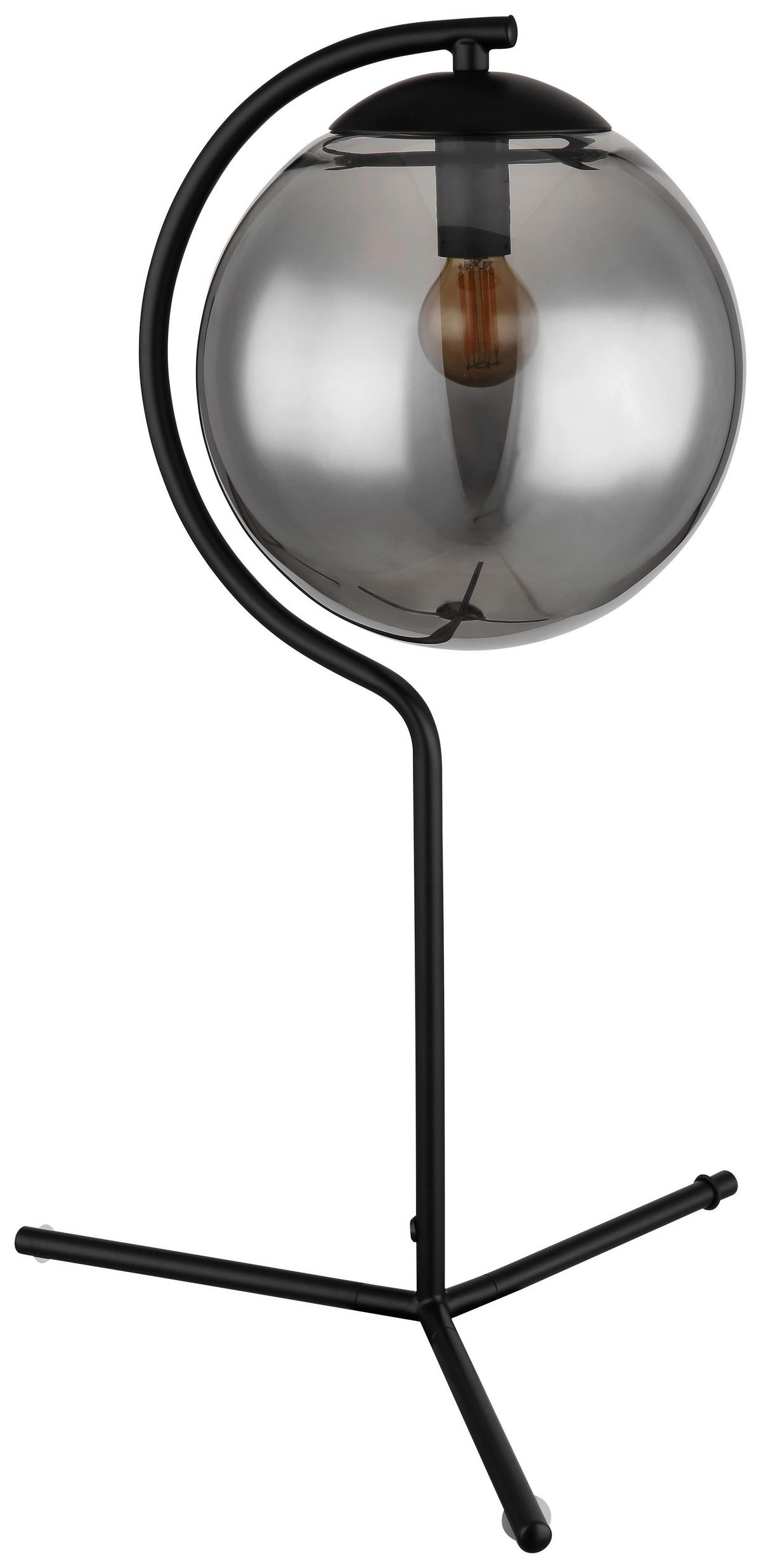 Tischlampe Porry Schwarz Mit Wippschalter - Schwarz, Basics, Glas/Metall (35/50cm) - Globo