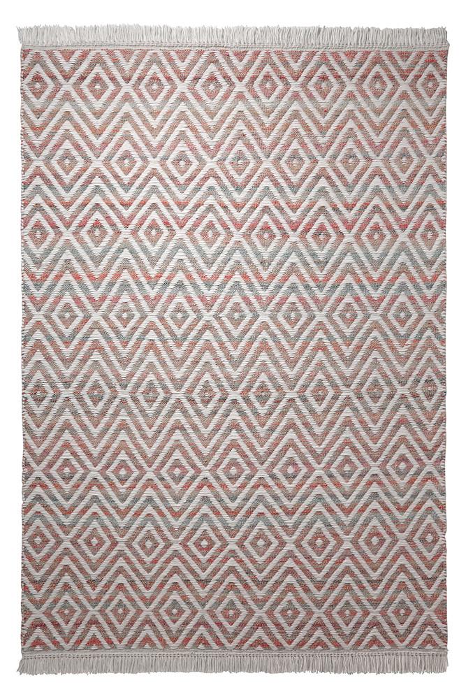 Handwebteppich Rot/weiß Wolle Vector 60x110 Cm