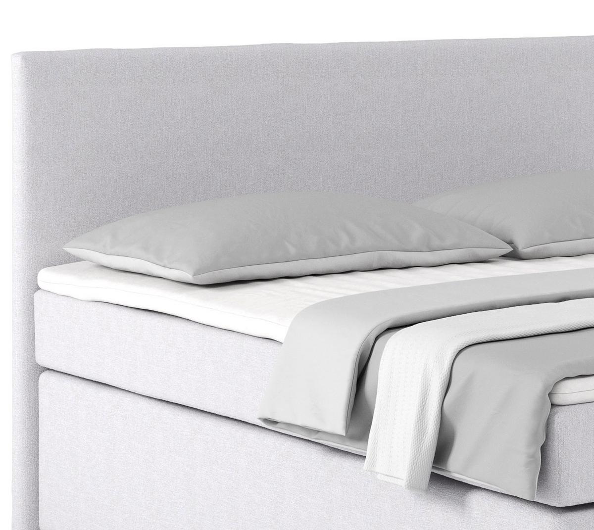Postel Boxspring Nero, 160x200 cm, modro-šedá - barvy chromu/šampaňská, Konvenční, kov/textil (160/200cm)
