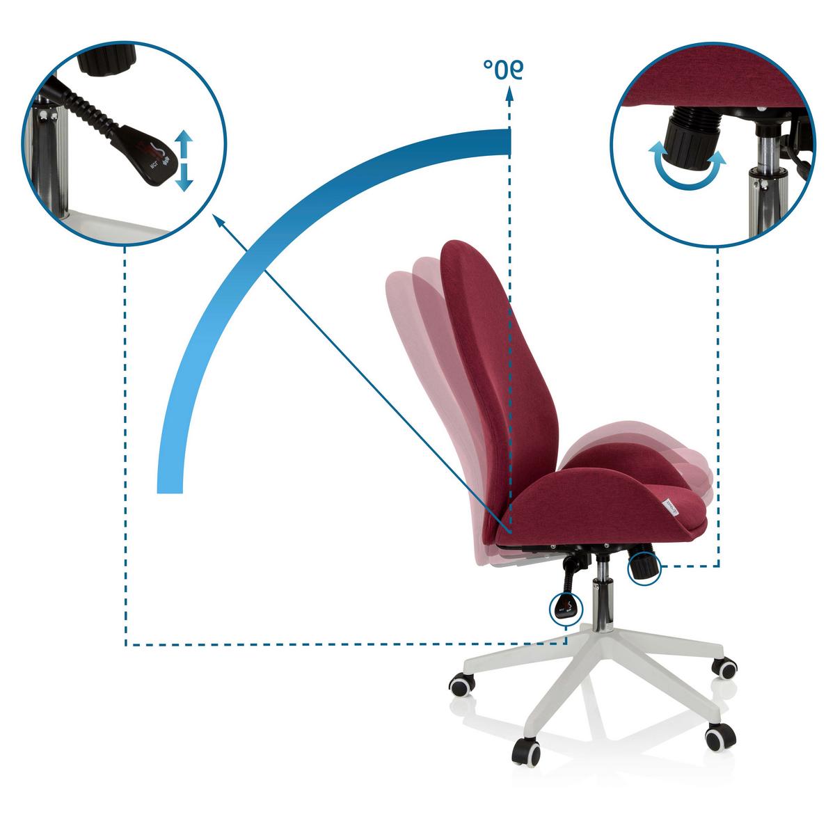 Drehstuhl Avea I Mit Wippfunktion Bordeaux - Bordeaux/Weiß, Basics, Kunststoff/Textil (56/104/58cm) - MID.YOU