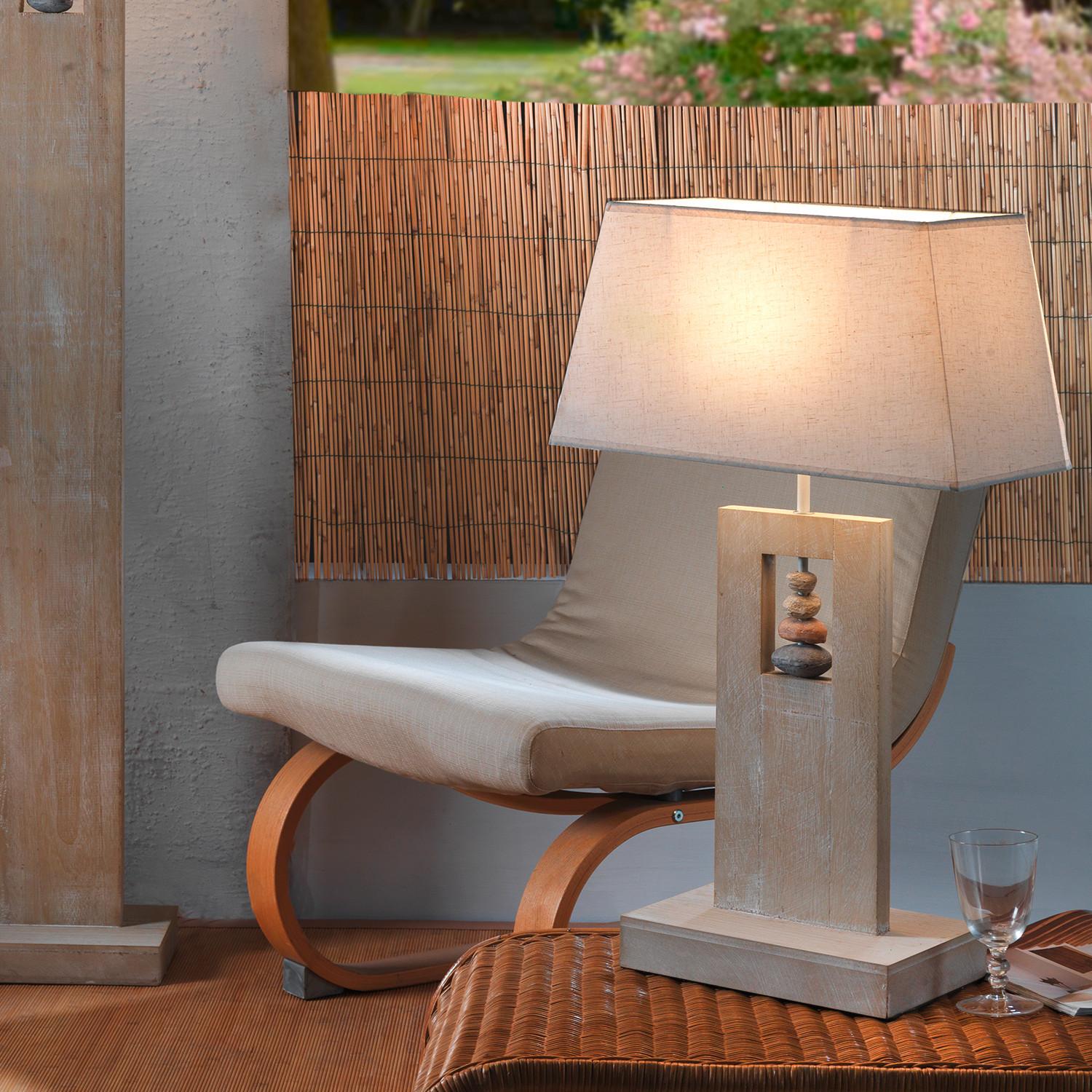 Tischleuchte 4849/Lg - Beige, Natur, Holz/Textil (45/23/75cm)