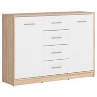 Kommode 118,5 Cm Nepo Plus Onoma Eiche Deko - Schwarz/Weiß, Design, Holzwerkstoff (118,5/84/34cm)