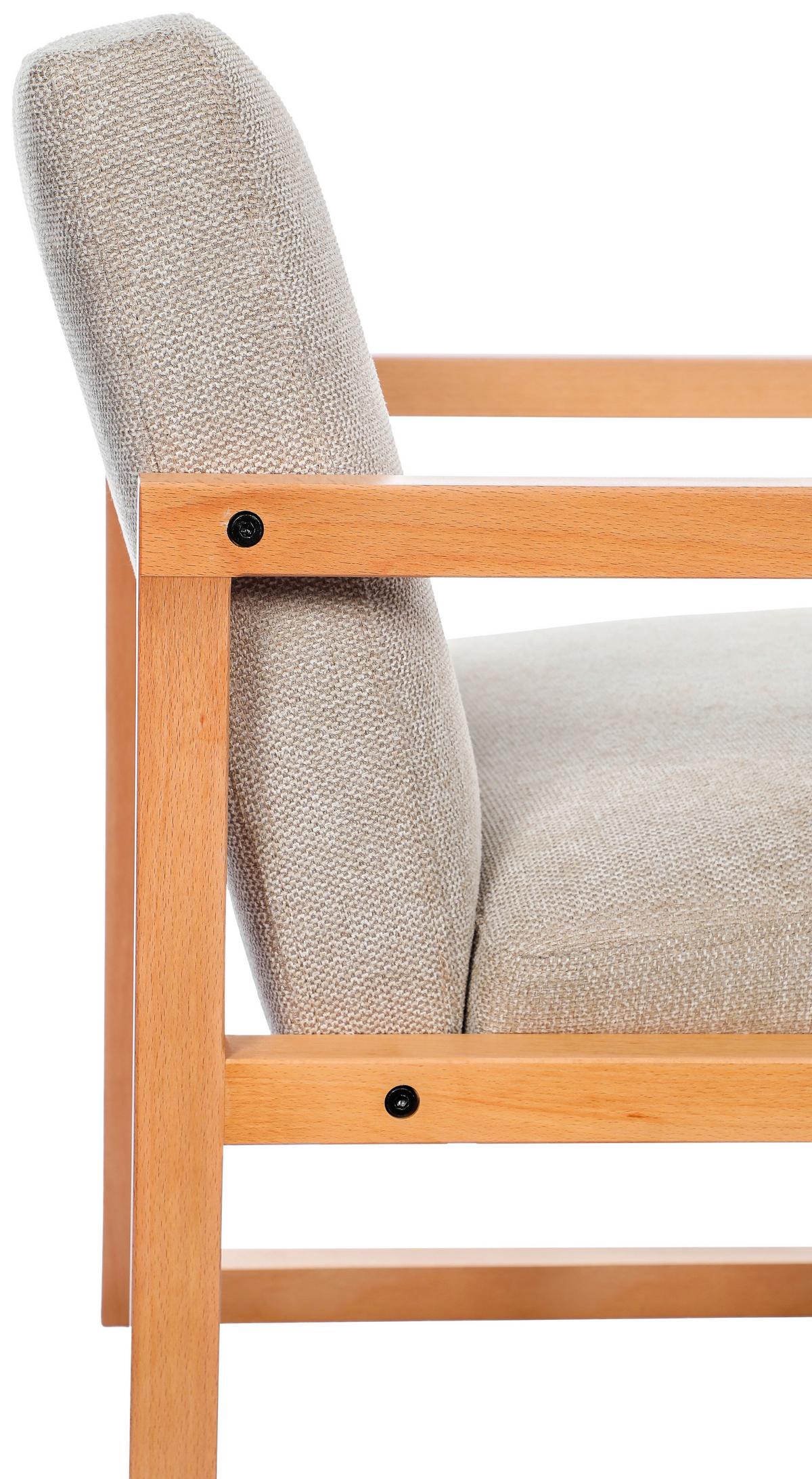 Kreslo MALMÖ, svetlosivá, bukový masív - prírodná farba/svetlosivá, Modern, drevo/textil (65/75/69cm) - Mömax