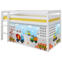 Hochbett Malte Weiß inkl. Rollrost, Vorhang, 90x200 cm - Weiß/Naturfarben, Natur, Holz (90/200cm) - MID.YOU