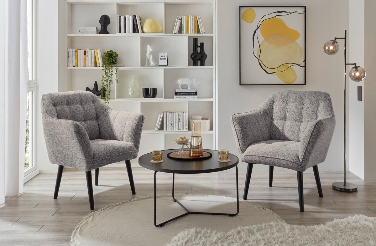 Sessel Lynn Grau B: 84 cm - Schwarz/Grau, KONVENTIONELL, Textil (84/87/70cm) - MID.YOU