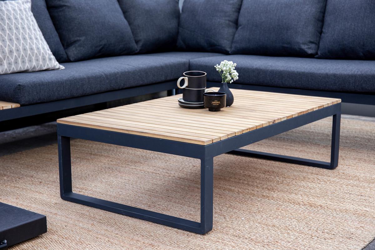 Loungegarnitur Panama - Dunkelgrau/Grau, KONVENTIONELL, Holz/Textil (225/225cm) - Gardenson