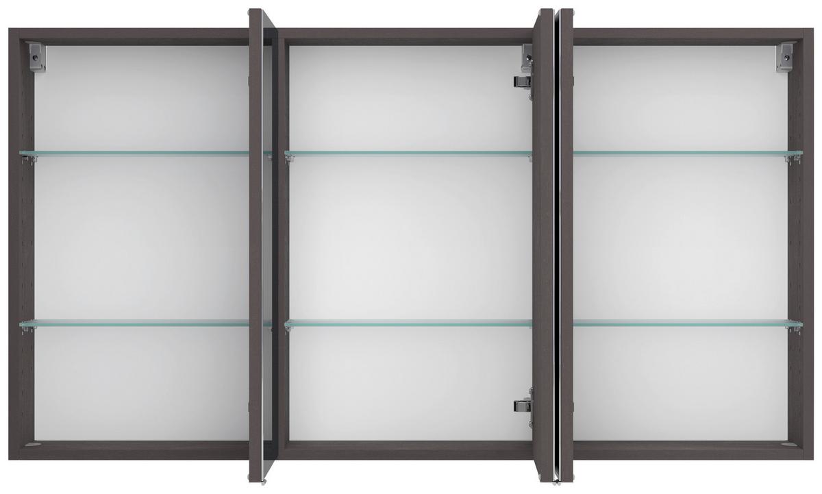 Spiegelschrank Arosa 3 Spiegeltüren 120x64 cm - Graphitfarben, MODERN, Glas/Holzwerkstoff (120/64/20cm) - Held