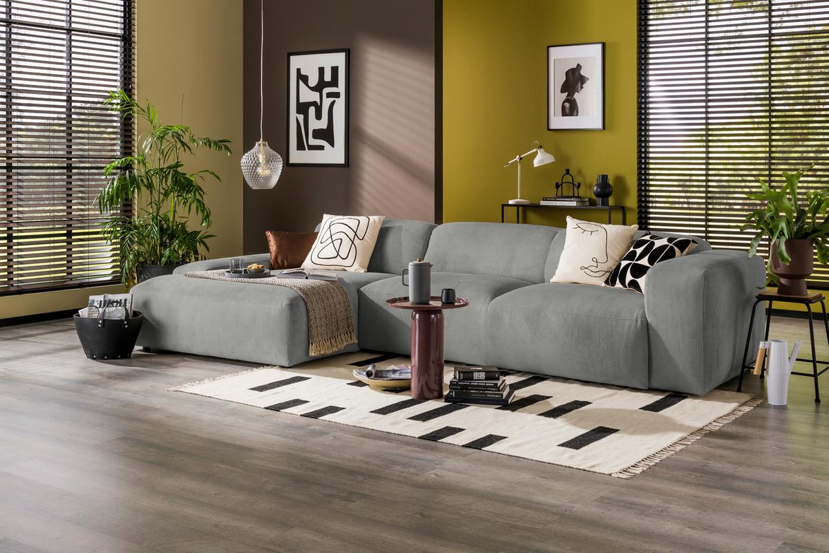 Ecksofa Hannah Hellgrau 170x343 cm - Hellgrau/Schwarz, Design, Textil (170/343cm) - MID.YOU