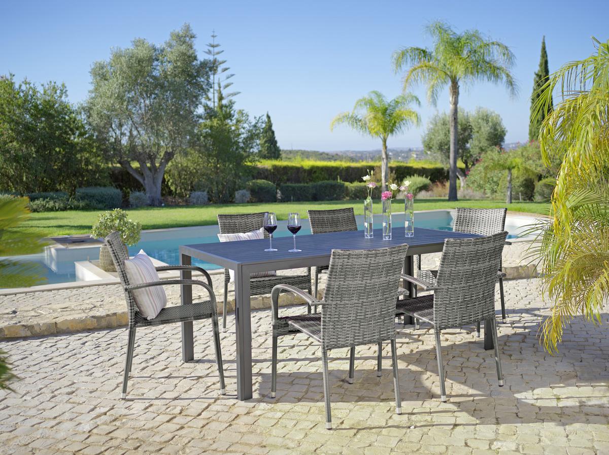 Gartenstuhl Stapelbar Emilia, Polyrattan - Dunkelbraun, MODERN, Kunststoff/Metall (64/87/56cm) - Ondega