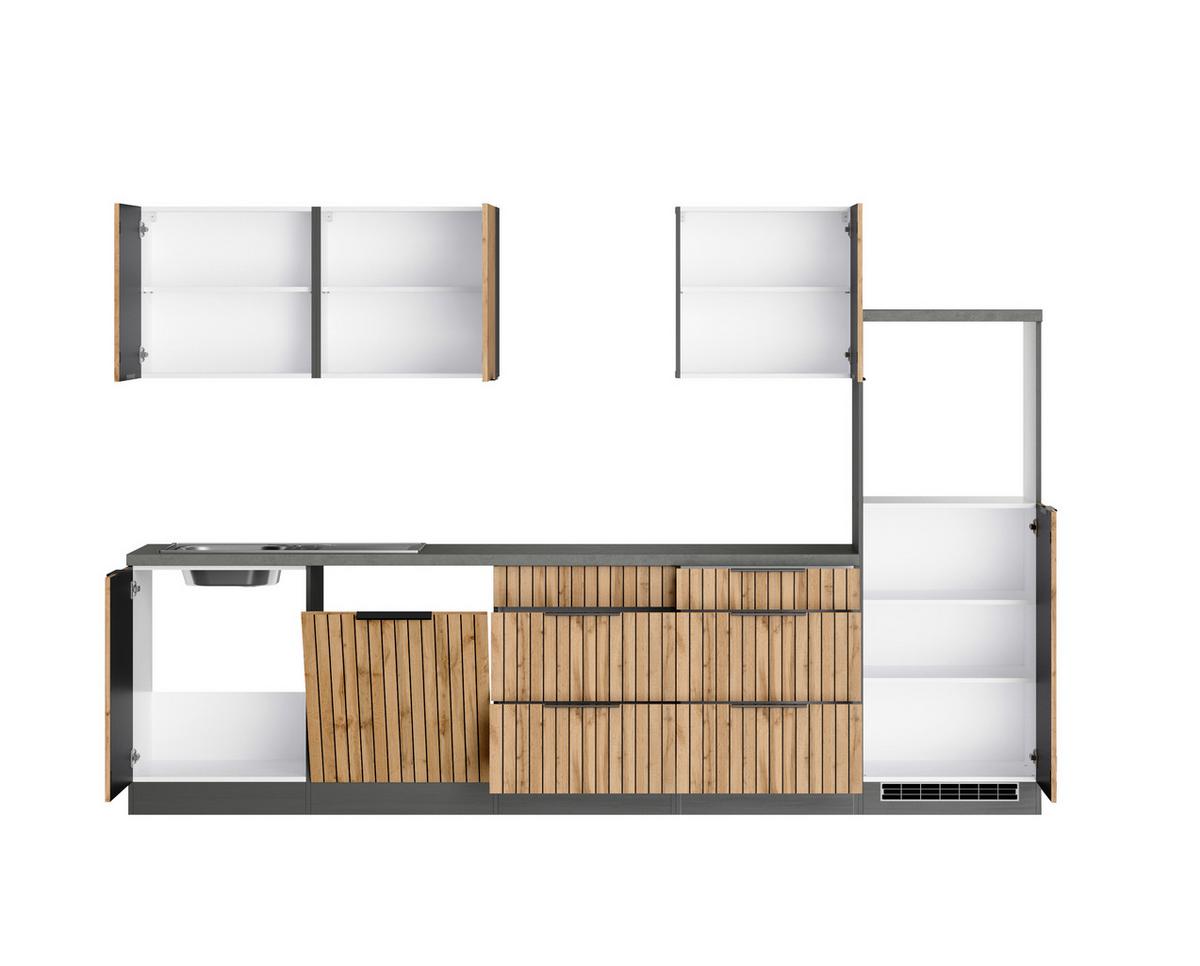 Küchenleerblock Liverpool Graphit/eiche Dekor B: 300 Cm - Schieferfarben/Eiche Wotan, Basics, Holzwerkstoff (300cm) - Held