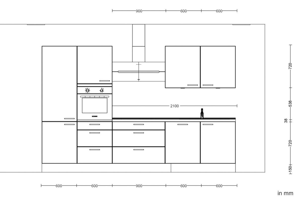 Kuchyňská linka 330 cm, minerální zelená,ultra matná - barvy dubu/černá, Moderní, kov/kompozitní dřevo (330cm) - Nobilia