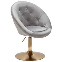 Polsterstuhl Im Retro-Look Samt Grau/Gold - Goldfarben/Grau, KONVENTIONELL (67/100/62cm) - MID.YOU