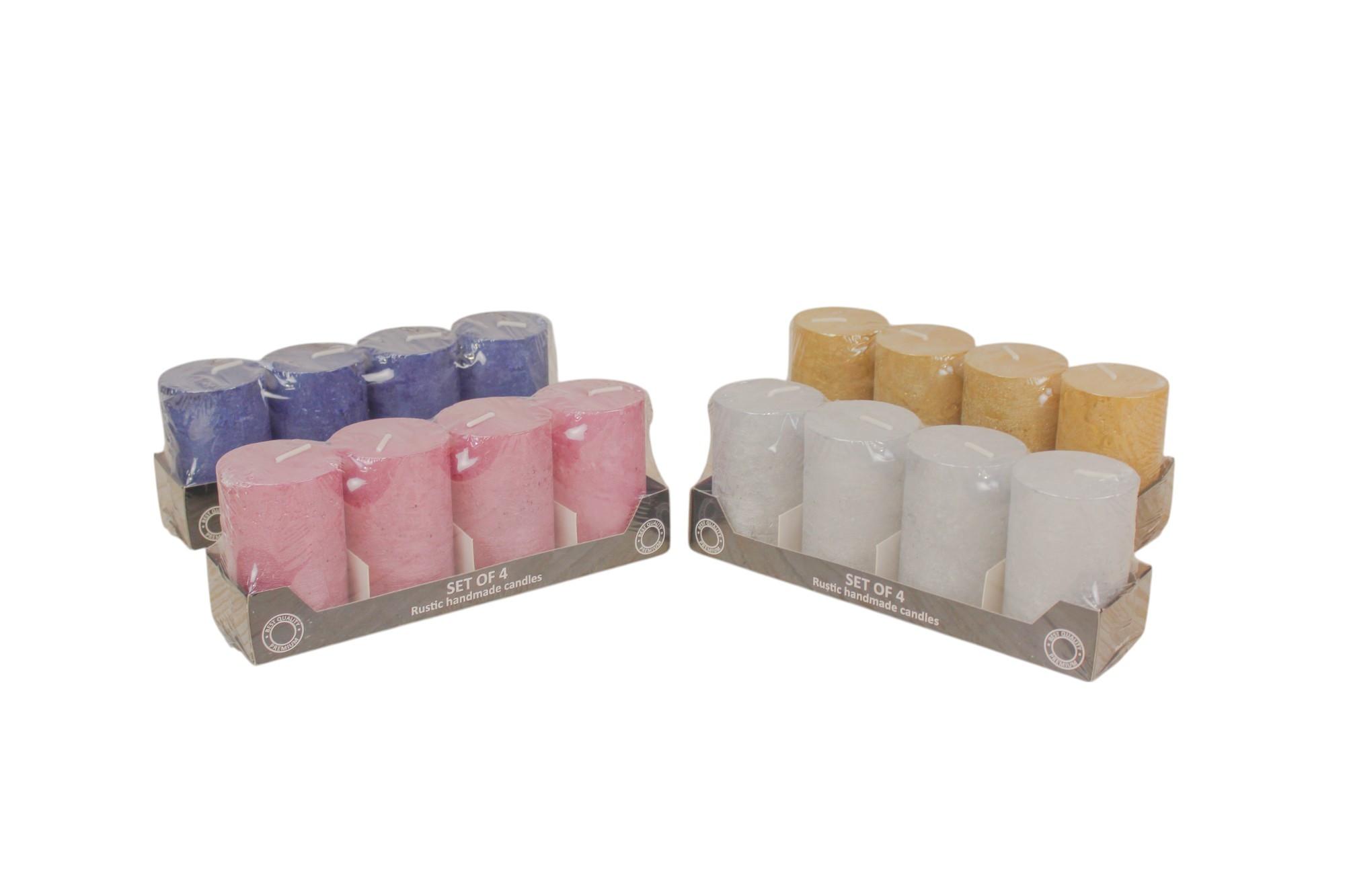 Stumpenkerze Dila Gold Oder Silber Ø/h: 6/9 Cm, 4er-Set - Pink/Silberfarben, KONVENTIONELL, Naturmaterialien/Kunststoff (6/9cm) - Luca Bessoni