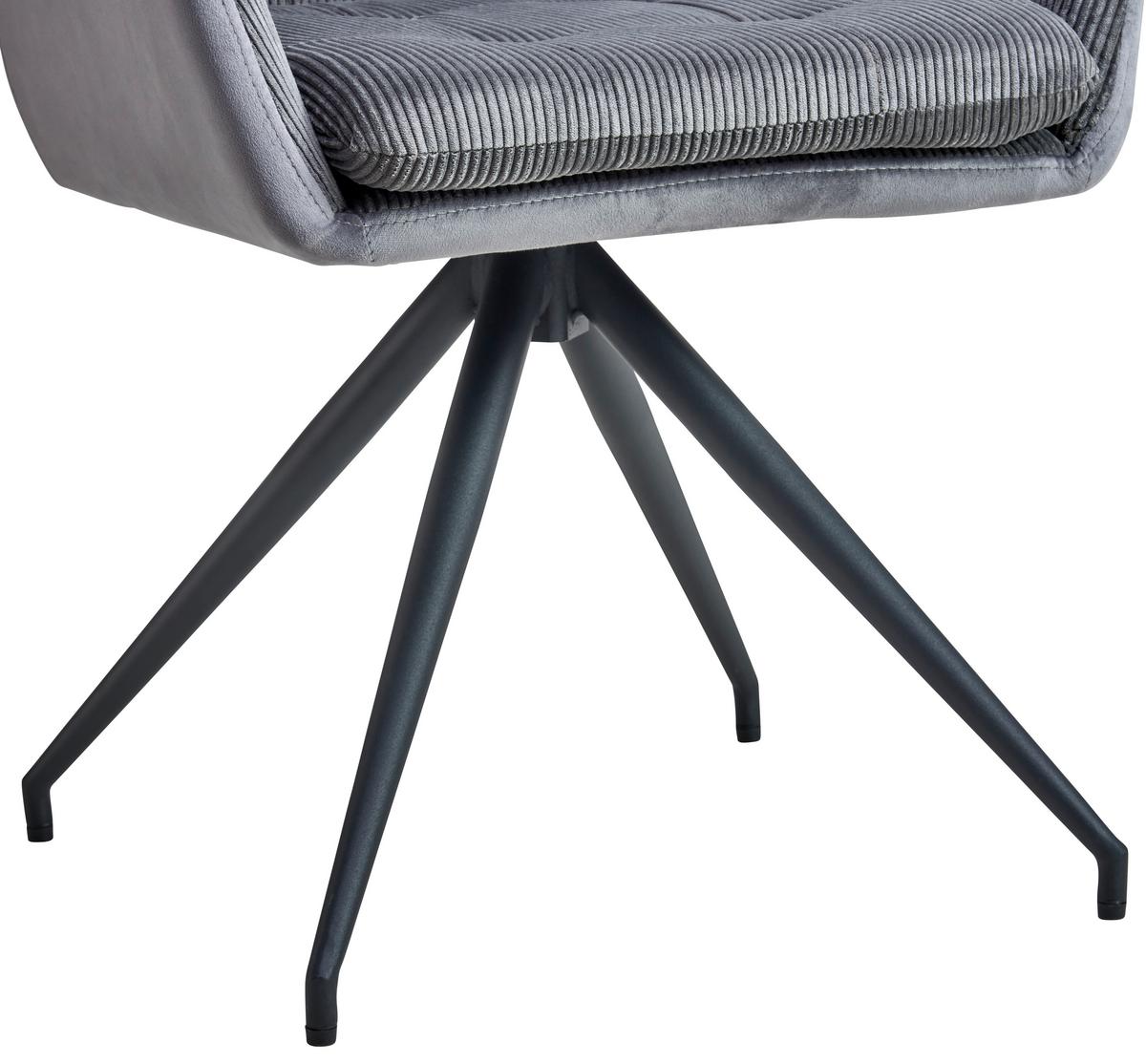 Armlehnstuhl Nizza Grau Gepolstert - Schwarz/Grau, LIFESTYLE, Textil/Metall (60/94/64cm) - MID.YOU