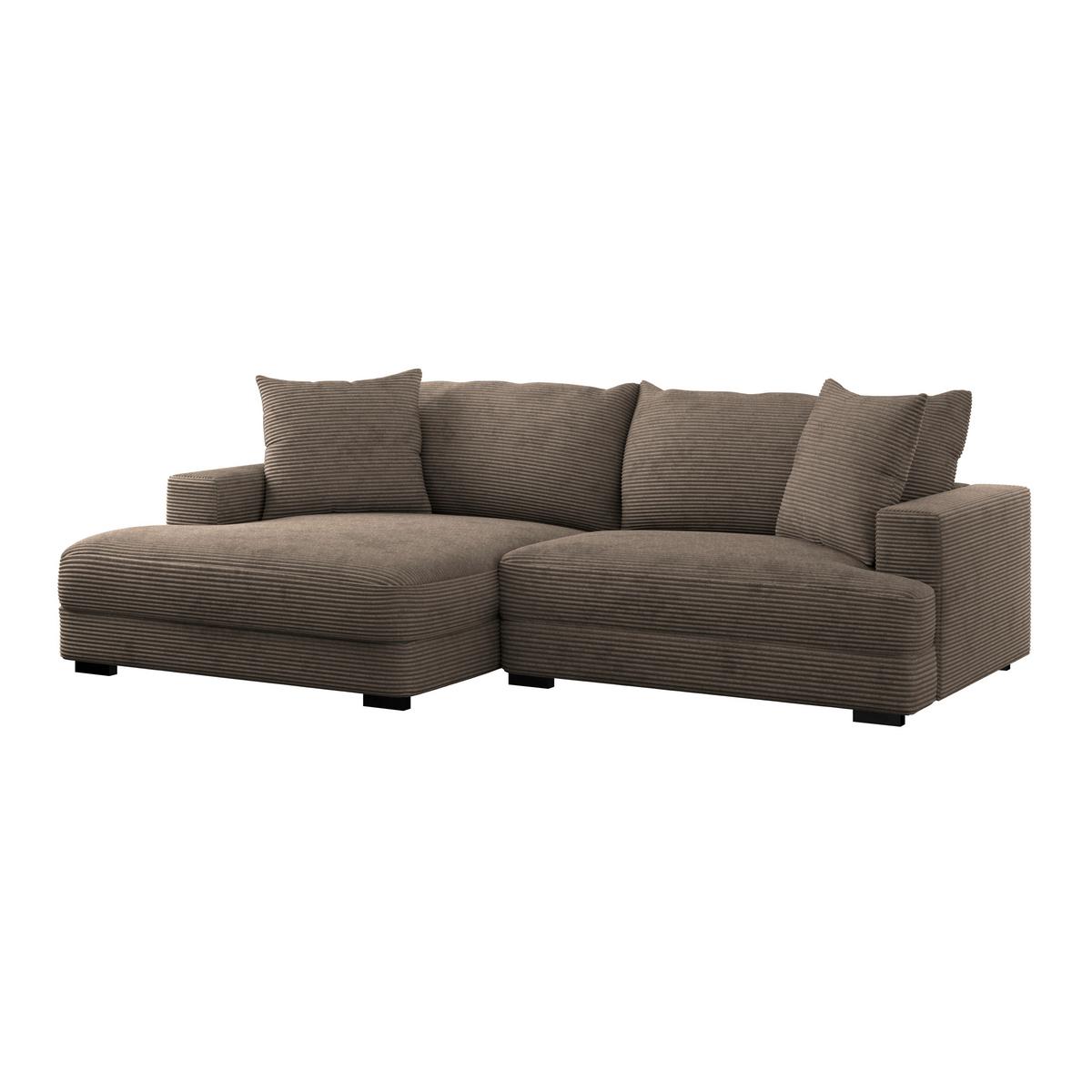 Ecksofa Pelle m. Kissen hellbraun Cord 180x265cm - Hellbraun/Schwarz, MODERN, Textil (180/265cm)