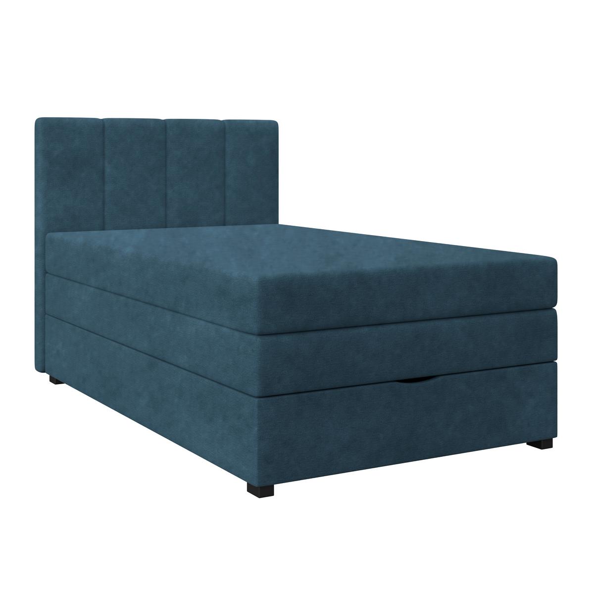 Boxspringbett mit Topper & Bettkasten 120x200 Lauro - Blau/Schwarz, Trend, Textil (120/200cm)