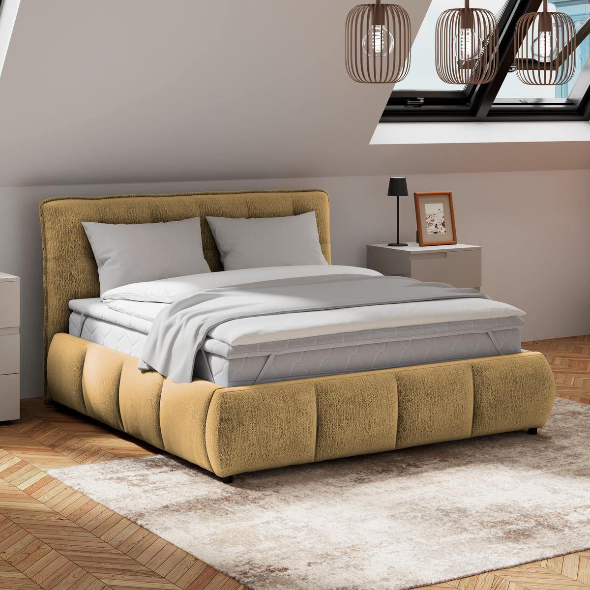 Polsterbett Limo Goldfarben 140x200 Cm - Goldfarben/Schwarz, KONVENTIONELL, Holz/Holzwerkstoff (140/200cm) - James Wood