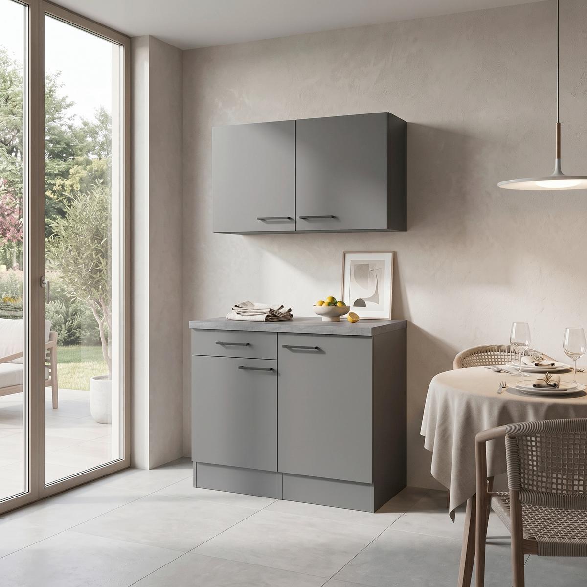 BUFFET Oliver, Grau B: 100 cm - Grau, Trend, Holzwerkstoff (100/200/60cm) - Respekta