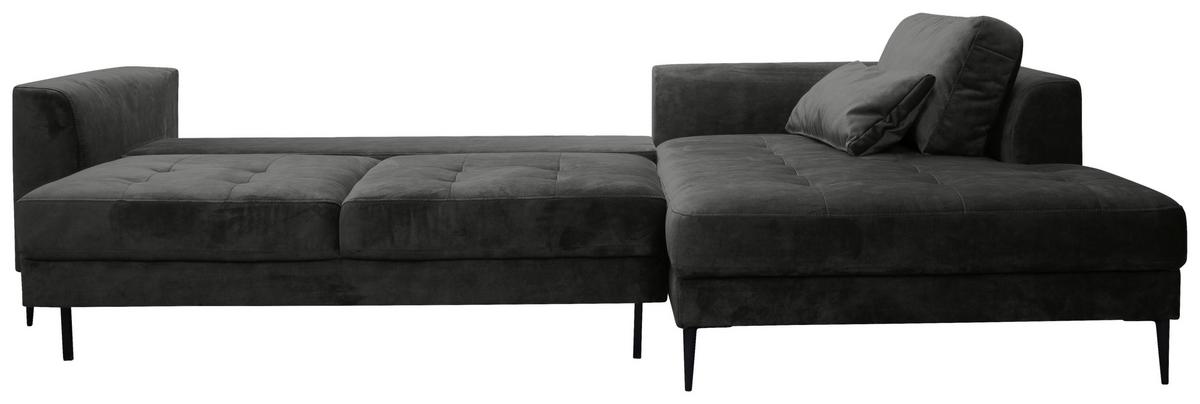 Eckschlafsofa Luzi - Anthrazit/Schwarz, MODERN, Textil (280/168cm) - Trendmanufaktur