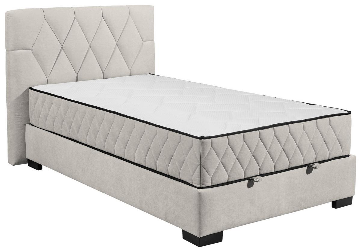 Boxbett Mit Bettkasten 120x200 Nagol - Beige/Schwarz, MODERN, Holzwerkstoff/Textil (120/200cm) - MID.YOU