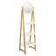 Regal mit Spiegel Scandi 43cm Weiß/bambus - Naturfarben/Weiß, MODERN, Glas/Holz (43/163/36cm) - Ombra Regal mit Spiegel Scandi 43cm Weiß/bambus - Naturfarben/Weiß, MODERN, Glas/Holz (43/163/36cm) - Ombra