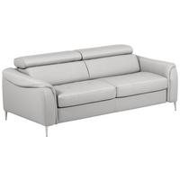 Schlafsofa Pafos Platinfarbe Lederlook, Rindsleder B: 203cm - Platinfarben, Design, Leder/Textil (203/77-98/103cm) - MID.YOU