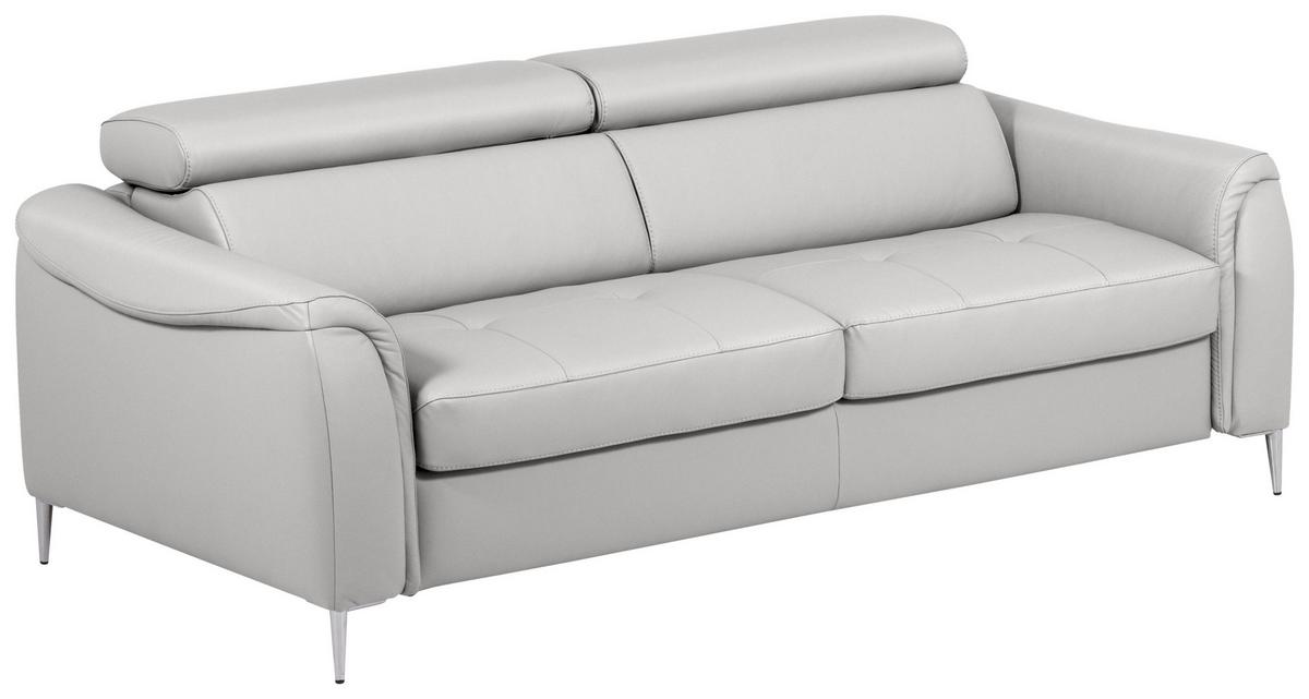Schlafsofa Pafos Platinfarbe Lederlook, Rindsleder B: 203cm - Platinfarben, Design, Leder/Textil (203/77-98/103cm) - MID.YOU