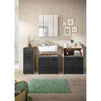 Badezimmer Ice Schwarz/Eiche Dekor B: 150cm - Eiche dunkel/Schwarz, Basics, Holzwerkstoff (150cm) - MID.YOU