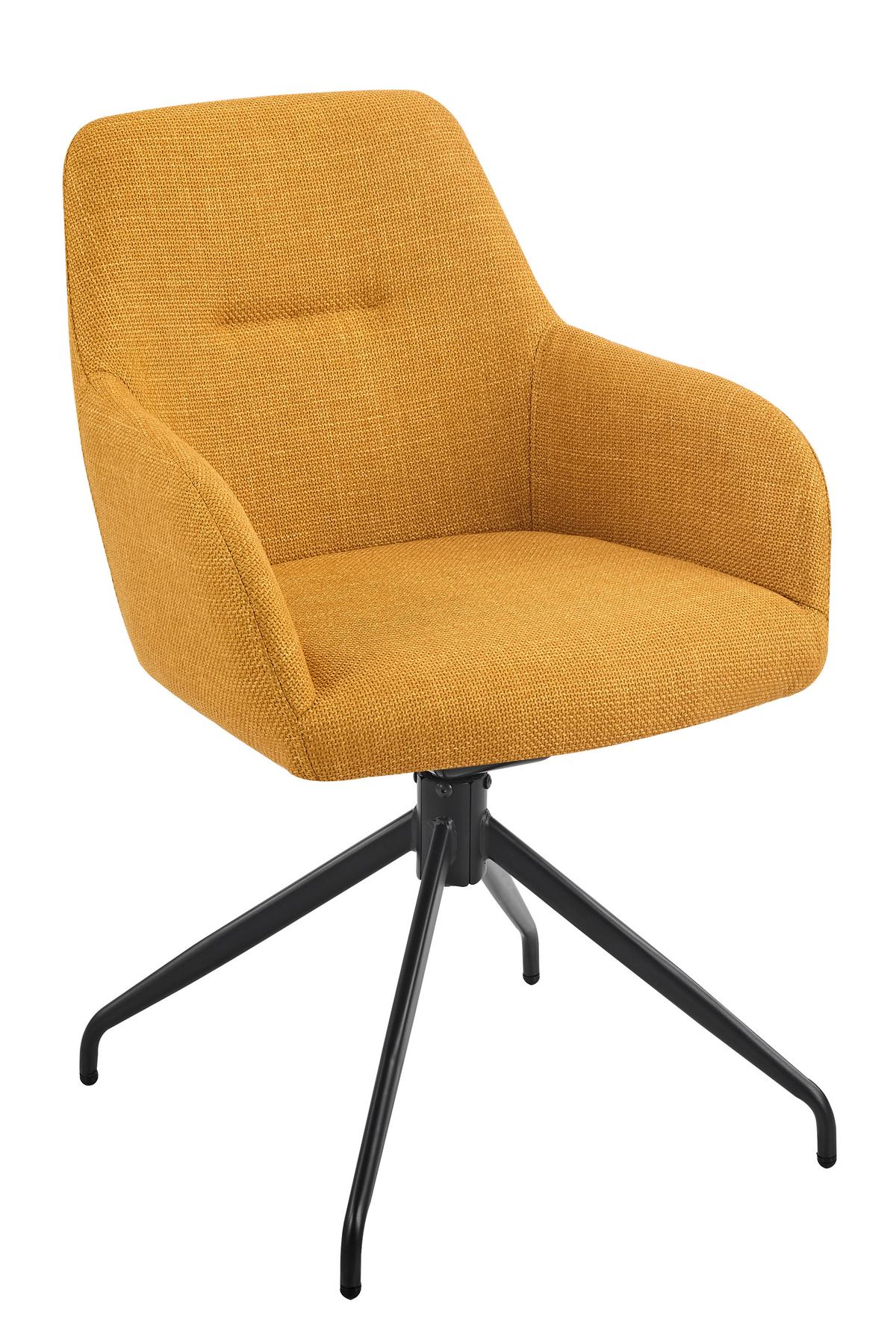 Armlehnstuhl-Set Triest S 2er-Set - Gelb/Schwarz, MODERN, Textil/Metall (56/83/60cm) - MID.YOU