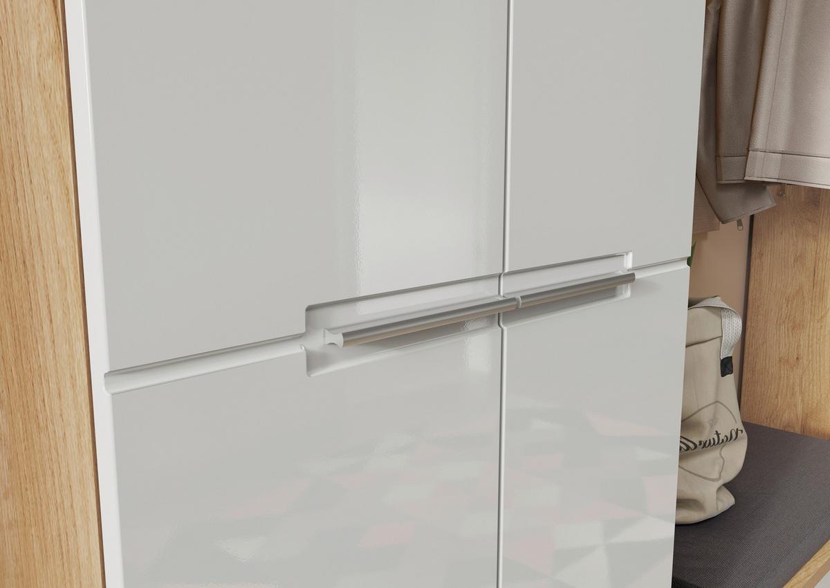 Garderobenschrank Aledo Weiß B: 60 cm - Weiß Hochglanz/Eichefarben, MODERN, Holzwerkstoff (60/200/41cm) - Germania