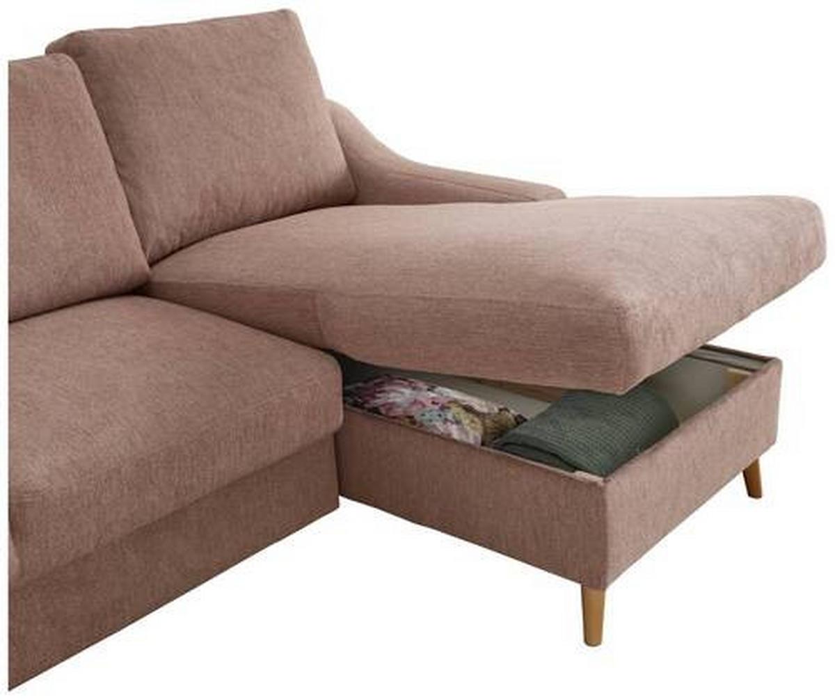 Ecksofa Valentina Drosa S: 228/150 cm - Dunkelrosa/Naturfarben, Design, Textil (228/150cm) - MID.YOU