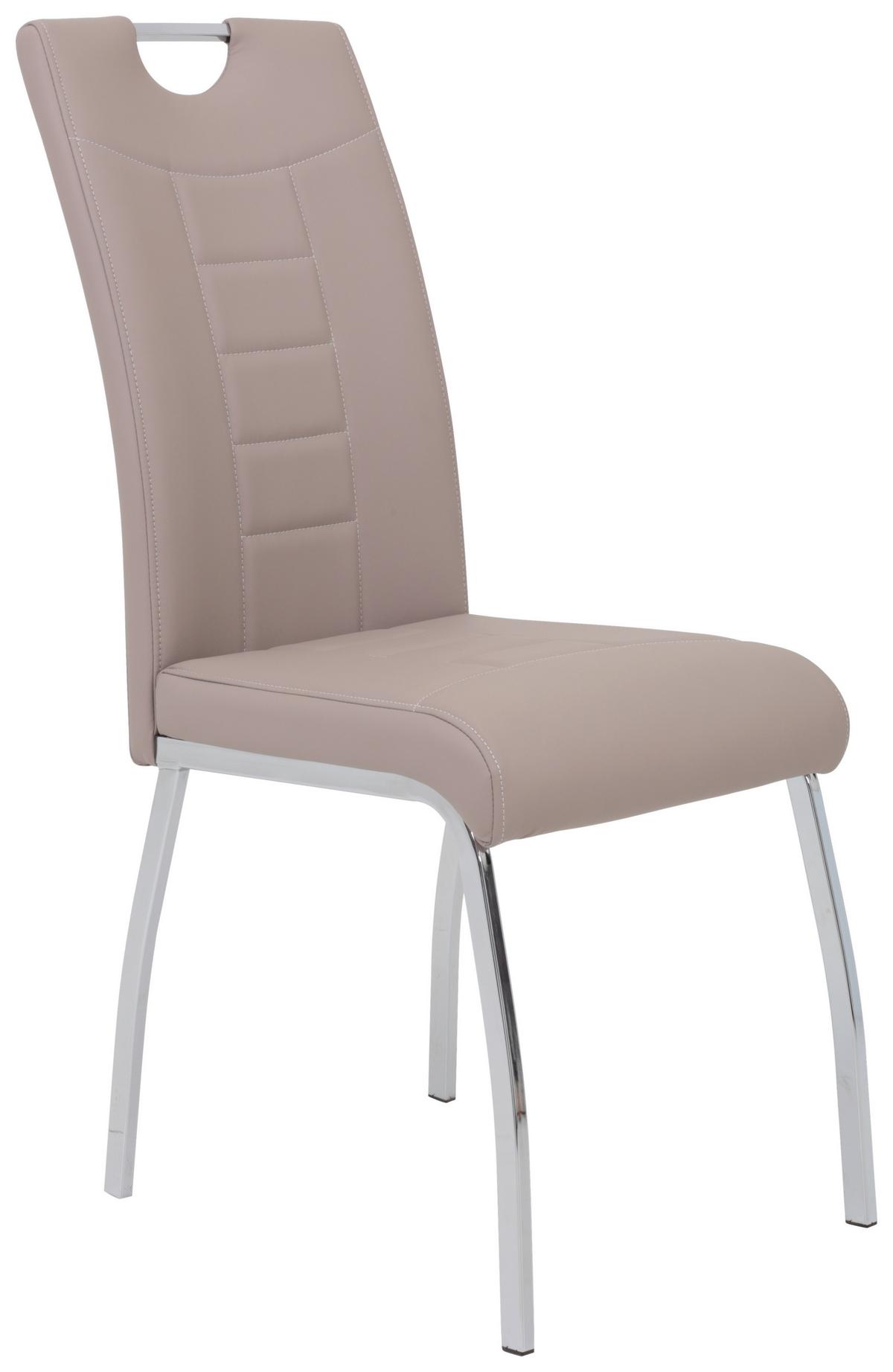Esszimmerstuhl Andrea S Cappuccino Gepolstert 2er-Set - Chromfarben/Weiß, MODERN, Textil/Metall (43/100/64cm) - MID.YOU